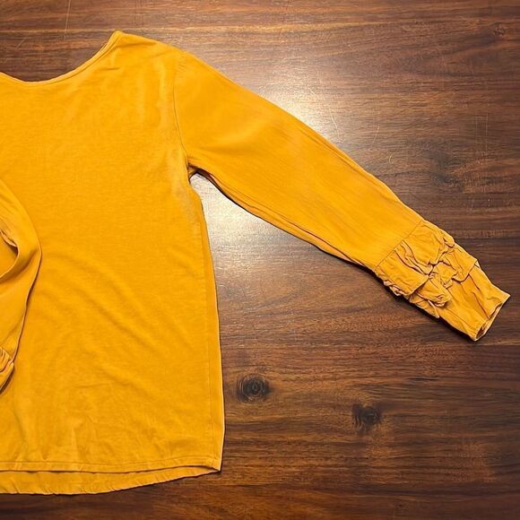 Massimo Dutti Marigold Yellow Orange Ruffle Sleeve Blouse US S - Picture 6 of 7